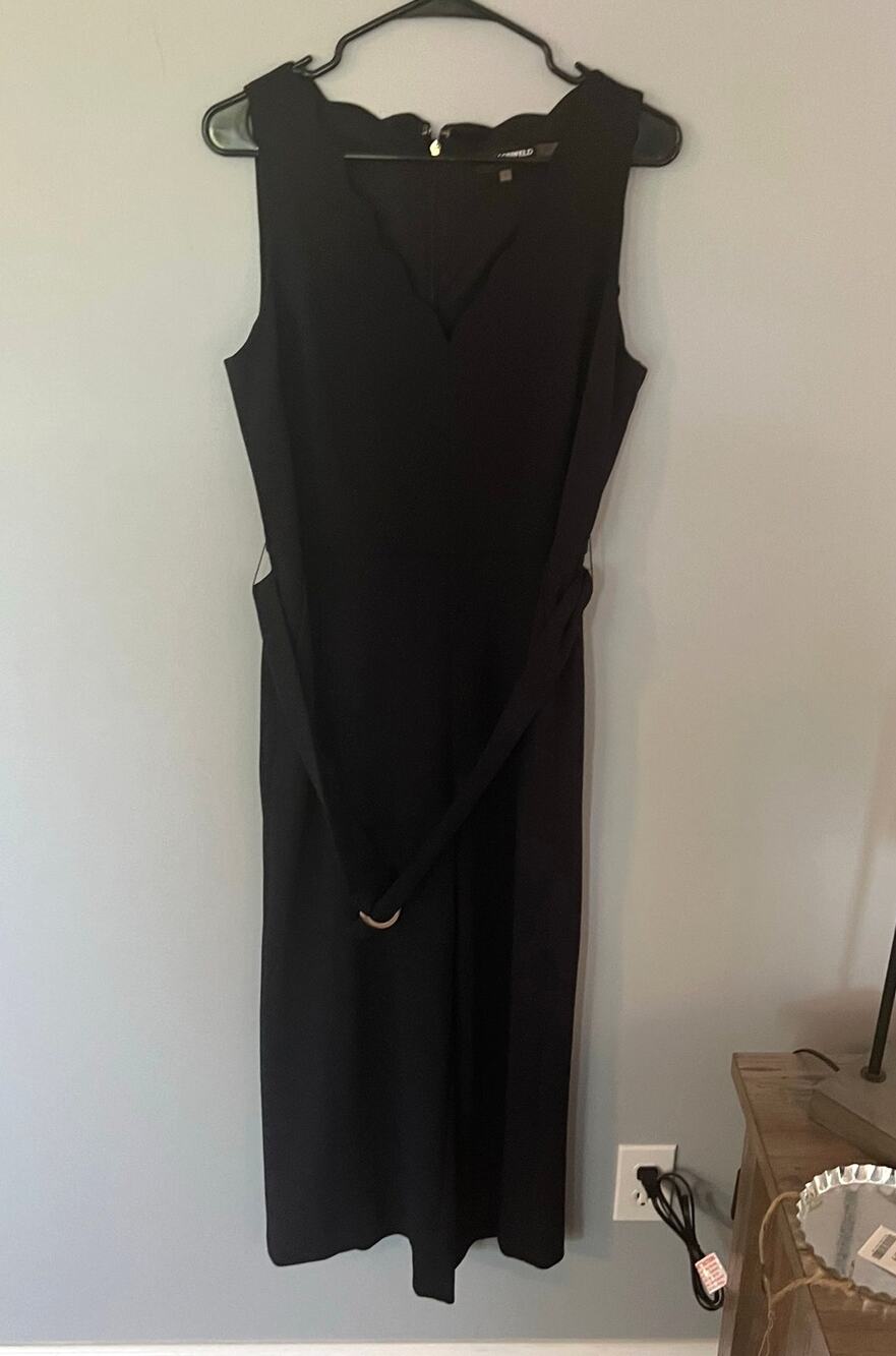 Karl Lagerfeld Paris Dark Blue Navy Belted Jumpsuit Sleeveless Women's Size 8